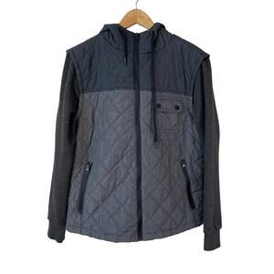 American Rag Men's Hooded Quilted Full Zip Jacket Gray Black Size Medium